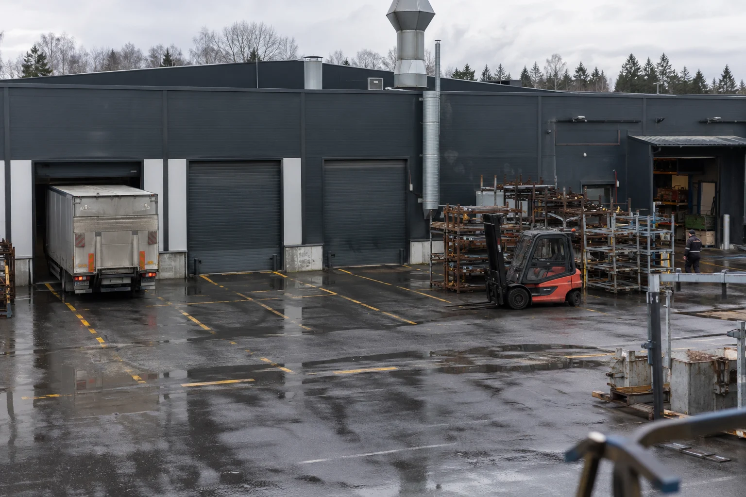 A manufacturing company’s loading area and transport